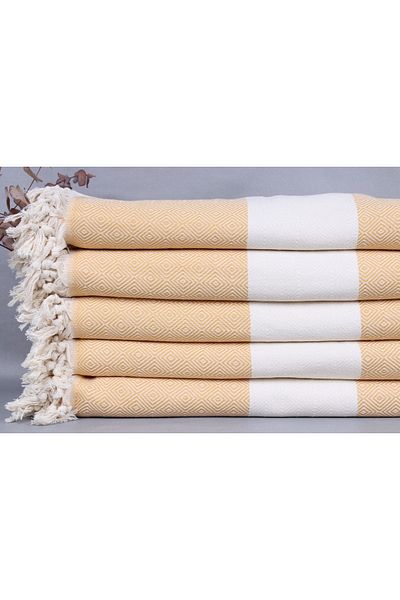 Kayra Export مفرش سرير قطني بيكيه مقاس 200x240 سم من بيكيه خردل