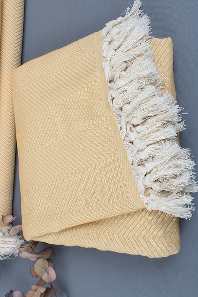 Kayra Export بيكيه خردل 170x210 سم غطاء قطن بيكيه رقيق
