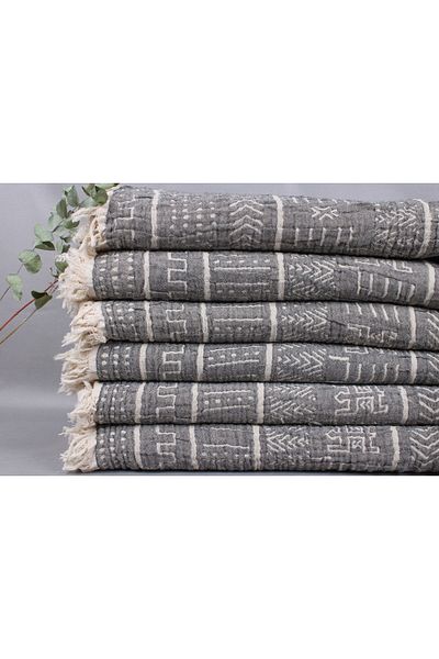 Kayra Export Black Decorative Pique, Wedding gifts, 140x190 cm Cotton Blanket, Christmas Gifts,