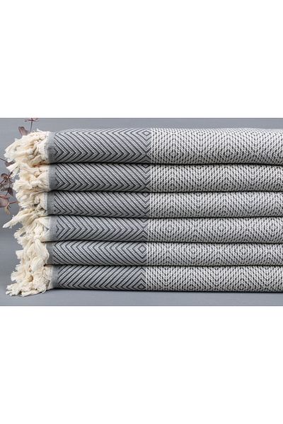 Kayra Export بطانية قطنية باللون الرمادي الداكن مقاس 200x230 سم للأزواج