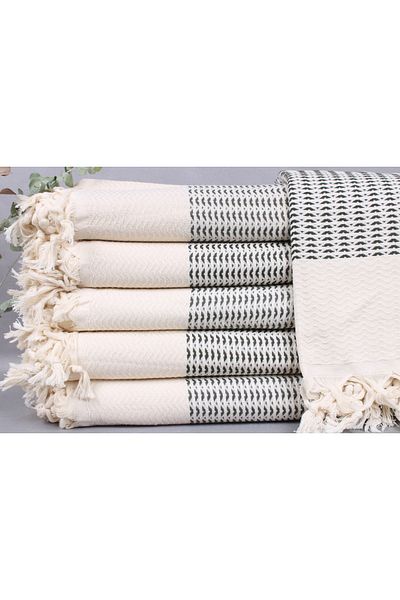 Kayra Export بيكيه كاكي أخضر 190x225 سم قطن بيكيه غطاء ديكور كبير الحجم