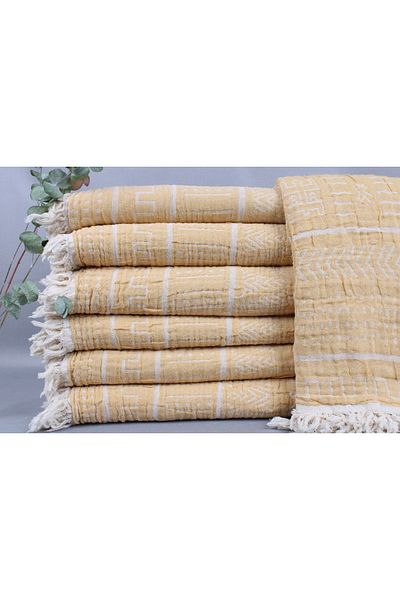 Kayra Export Yellow Bachelorette Party Gifts, Woven Blanket, 140x190 cm Cotton Blanket, Bridal Shower