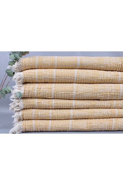 Kayra Export Yellow Bachelorette Party Gifts, Woven Blanket, 140x190 cm Cotton Blanket, Bridal Shower