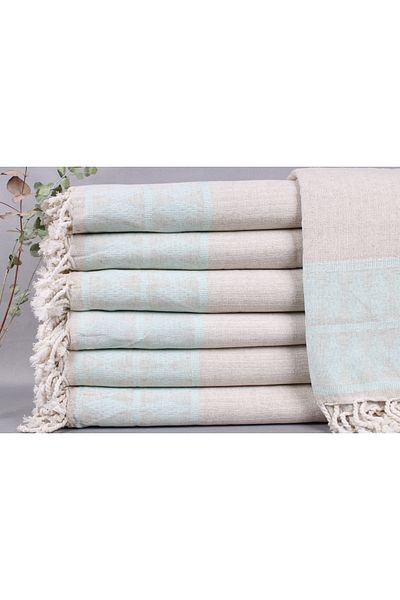 Kayra Export بطانية كتان بيكيه مزدوجة مقاس 220x250 سم من بايك مينت