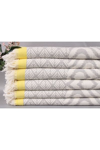 Kayra Export Pike Light Grey-yellow 125x170 Cm Pestemal Pike Cotton Cover