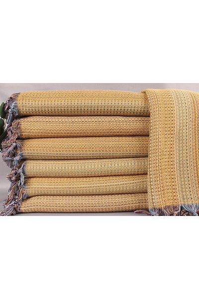Kayra Export مفرش طاولة من القطن مقاس 220x225 سم من بيكيه خردل