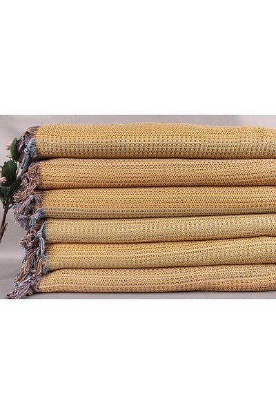 Kayra Export مفرش طاولة من القطن مقاس 220x225 سم من بيكيه خردل