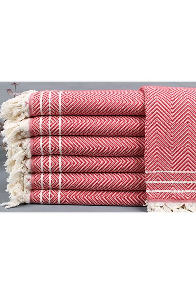 Kayra Export غطاء منسوج من القطن بيكيه باللون الأحمر مقاس 180x240 سم