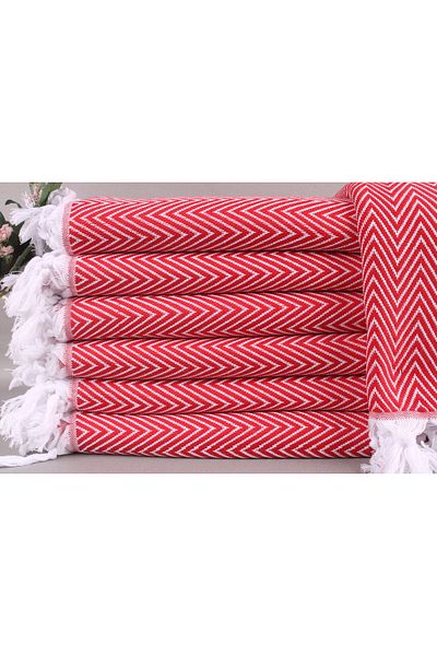 Kayra Export بيكيه ديكور أحمر، هدايا وصيفة العروس، بطانية قطنية مقاس 20 × 240 سم، هدية خطوبة،