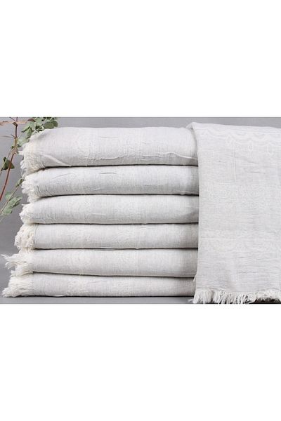 Kayra Export مفرش طاولة رمادي فاتح، بطانية مصممة، غطاء قطني 200x220 سم، غطاء أريكة،