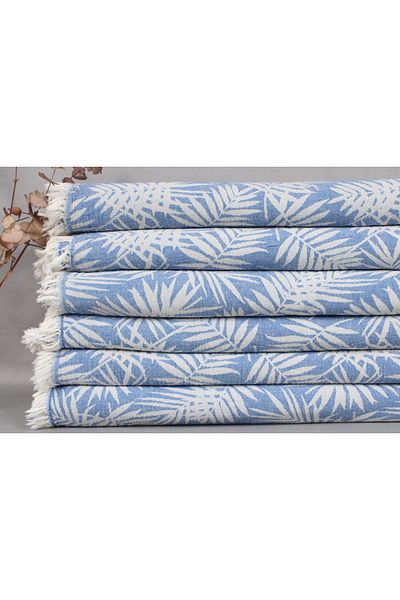 Kayra Export مفرش سرير بيكيه ساكس أزرق 200x250 سم قطن بيكيه غطاء ديكور متوسط سميك