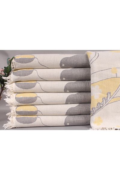 Kayra Export مفرش طاولة أصفر، هدايا زفاف مخصصة، غطاء قطني 200x240 سم، هدايا عيد الميلاد،