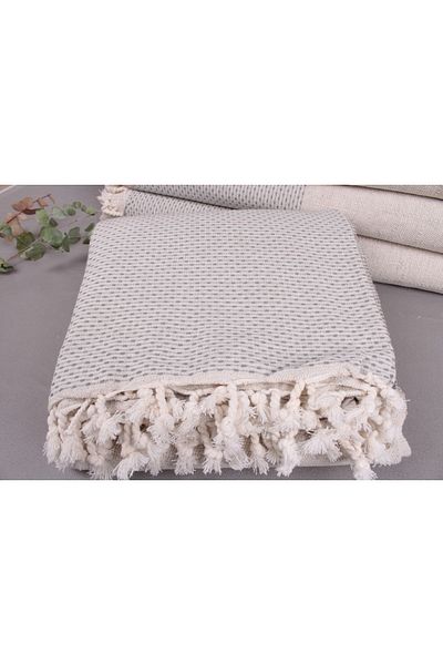 Kayra Export مفرش سرير قطن بيكيه رمادي غامق 220x240 مفرش ديكور