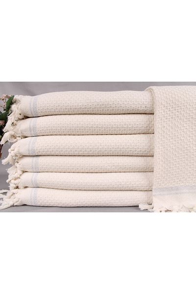 Kayra Export مفرش سرير مزدوج من القطن باللون الرمادي الفاتح مقاس 220 × 235 سم
