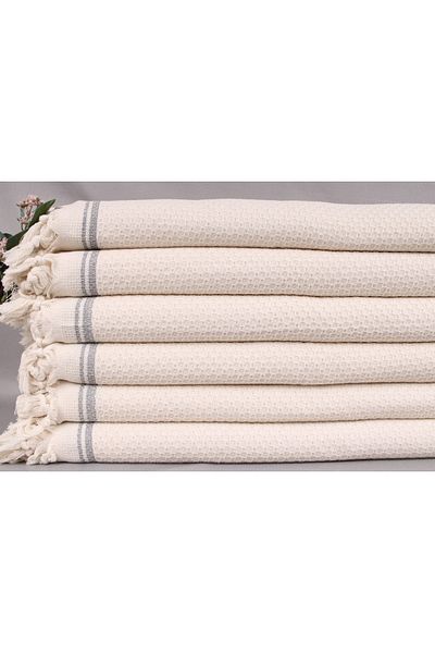 Kayra Export مفرش سرير مزدوج من قطن بيكيه باللون الرمادي الداكن مقاس 220 × 235 سم