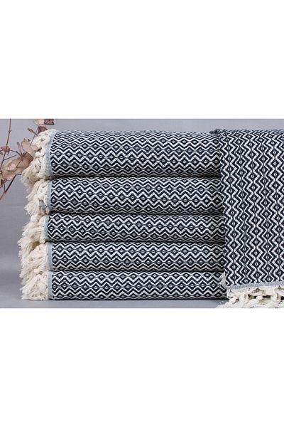 Kayra Export غطاء ديكور بيكيه قطني مقاس 200x240 سم باللون الأزرق الداكن، غطاء كبير منسوج من بيكيه