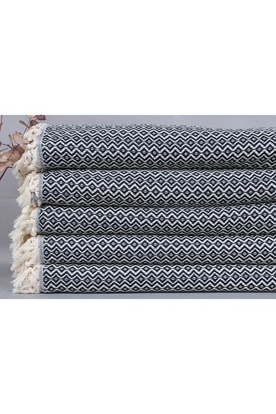 Kayra Export غطاء ديكور بيكيه قطني مقاس 200x240 سم باللون الأزرق الداكن، غطاء كبير منسوج من بيكيه