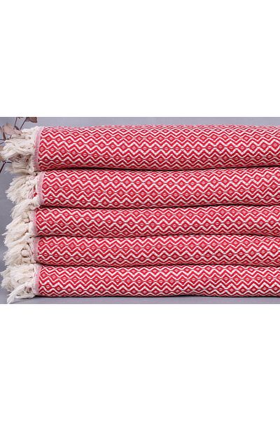Kayra Export بيكيه أحمر 200x240 سم غطاء ديكور بيكيه قطني كبير بيكيه منسوج