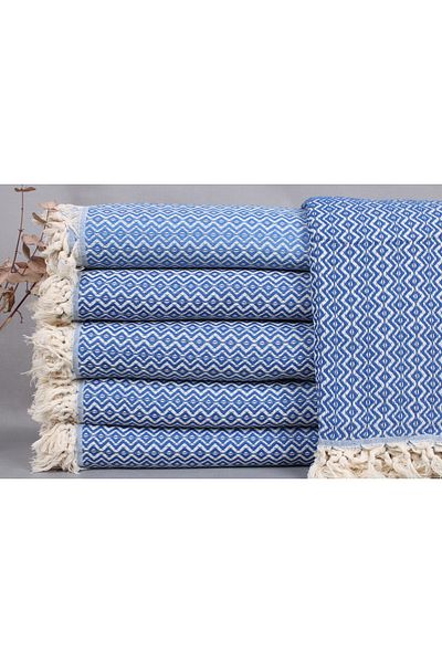 Kayra Export بيكيه ساكس أزرق 200x240 سم غطاء ديكور بيكيه قطني كبير بيكيه منسوج