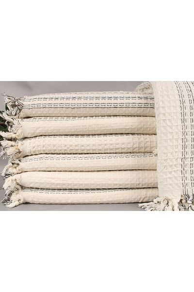 Kayra Export غطاء قطني بيكيه كريمي 180x240 سم غطاء ديكور متعدد الأغراض