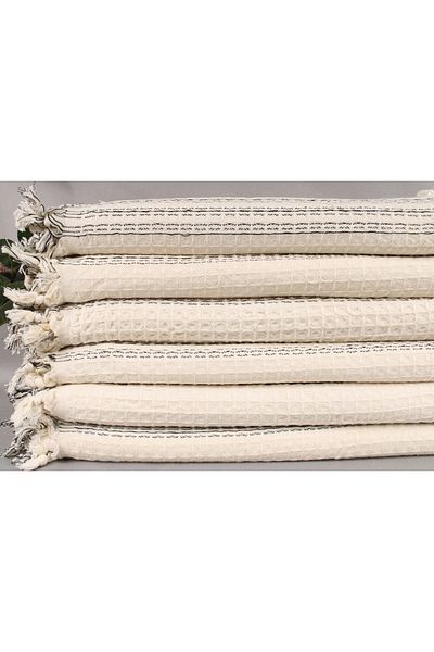 Kayra Export غطاء قطني بيكيه كريمي 180x240 سم غطاء ديكور متعدد الأغراض