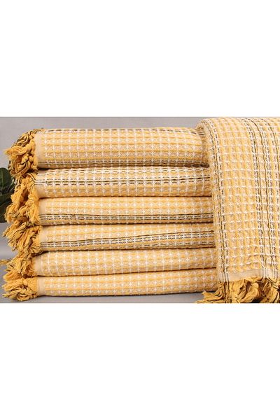 Kayra Export بيكيه خردل 180x240 سم غطاء قطن بيكيه ديكور متعدد الأغراض