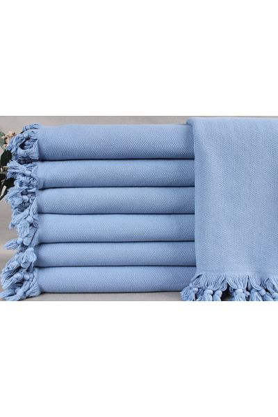 Kayra Export بطانية بيكيه قطنية رفيعة مقاس 175 × 220 سم باللون الأزرق