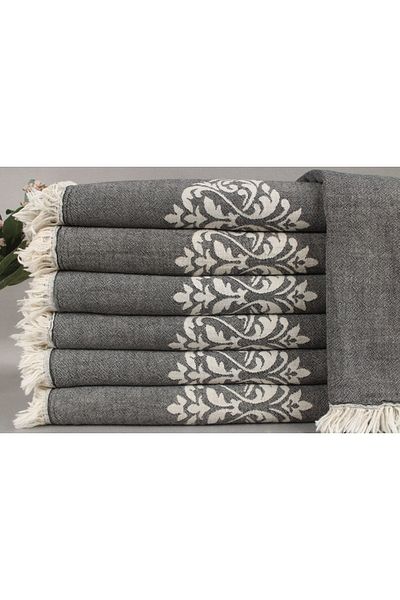 Kayra Export بيكيه ديكور أسود، بيكيه مطرز، بطانية قطنية 150x180 سم، فكرة هدية عيد الحب،