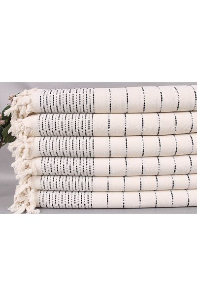 Kayra Export مفرش سرير مزخرف من القطن بيكيه باللون الأزرق الداكن مقاس 230 × 245 سم