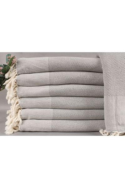 Kayra Export غطاء ديكور من القطن بيكيه باللون الرمادي الداكن مقاس 200 × 240 سم