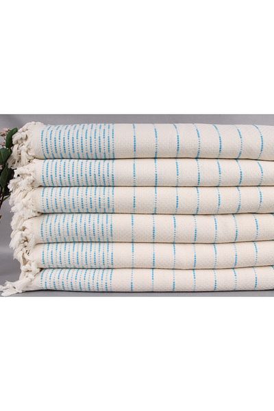 Kayra Export مفرش سرير مزخرف من القطن بيكيه باللون الفيروزي مقاس 230 × 245 سم