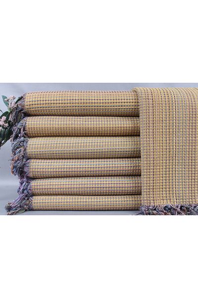 Kayra Export بيكيه خردل 220x230 سم غطاء ديكور مزدوج من القطن بيكيه سميك متوسط