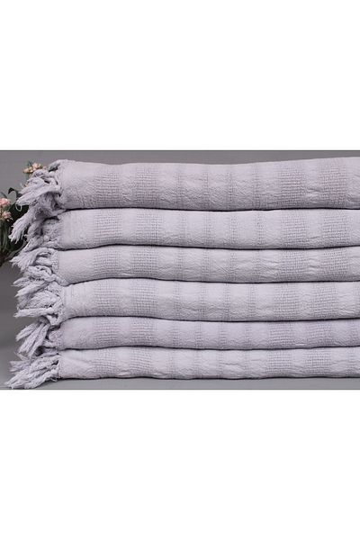 Kayra Export هدية حفل زفاف رمادية، مفرش طاولة، بطانية قطن 170x240 سم، هدية زفاف،