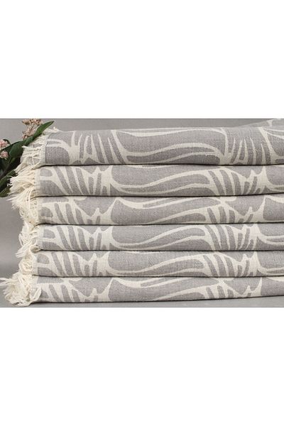 Kayra Export غطاء ديكور من القطن بيكيه باللون الرمادي الداكن 150x180 سم