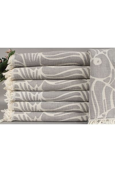 Kayra Export غطاء ديكور من القطن بيكيه باللون الرمادي الداكن 150x180 سم