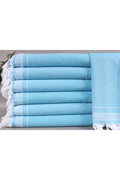 Kayra Export Turquoise Woven Blanket, Hand Woven Pique, 140x230 cm Cotton Blanket, Gift for Home,