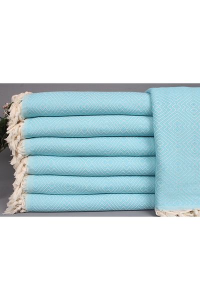 Kayra Export بيكيه مطرز باللون الفيروزي، هدية لحفلات الزفاف، بطانية قطنية مقاس 200 × 230 سم، هدية عيد الحب له