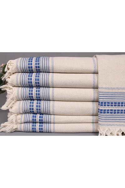 Kayra Export بيكيه ساكس أزرق 235x240 سم قطن بيكيه غطاء متعدد الأغراض مفرش سرير متوسط سميك