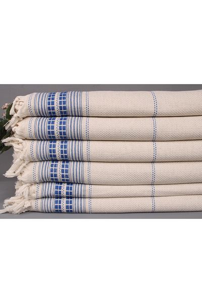 Kayra Export بيكيه ساكس أزرق 235x240 سم قطن بيكيه غطاء متعدد الأغراض مفرش سرير متوسط سميك