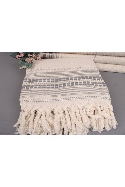 Kayra Export بيكيه رمادي غامق 235x240 سم قطن بيكيه غطاء متعدد الأغراض مفرش سرير متوسط سميك