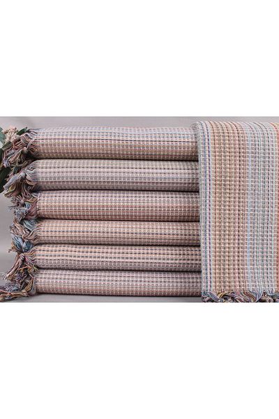 Kayra Export بيكيه بيج فاتح 220x230 سم غطاء ديكور مزدوج من القطن بيكيه متوسط السُمك