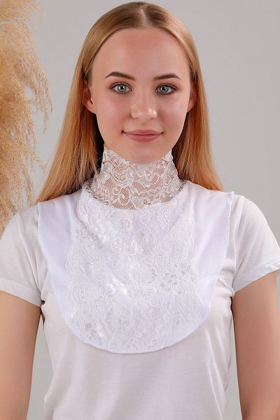 Melodi Scarf Women's Hijab Lace Neck Collar White