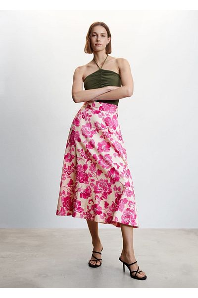 MANGO Woman Fustă midi cu model