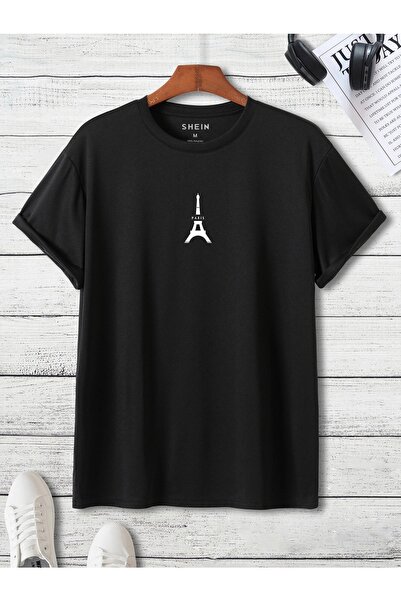 YUVEST Tricou Blackrock unisex oversize cu imprimeu Turnul Eiffel