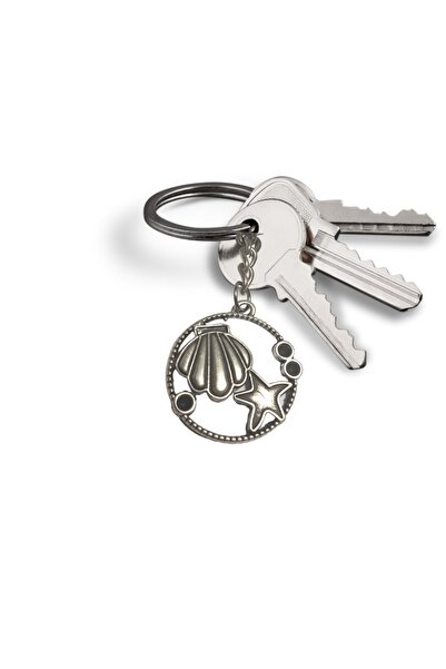 Ororabutik Breloc cu figurină scoică de mare de 30 mm, culoare argintie