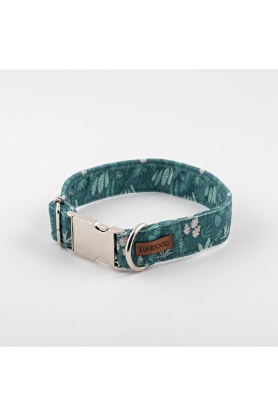 Lusi Doog Yeşil Köpek Boyun Tasması Köpek Kaka Poşeti Çantası ve Gezdirme Kayış Seti Çiçek Desenli