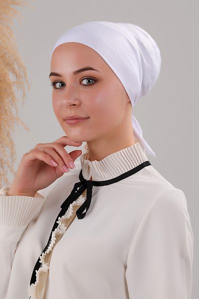 Melodi Scarf Hijab Snap-on Lace-Up Viscose Lycra Bone White