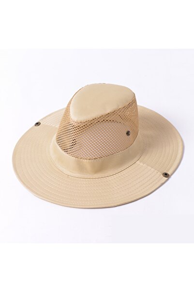 Kardelen Butik Denizli Unisex Μπεζ Καπέλο Safari με διχτυωτό πλέγμα στα πλαϊνά