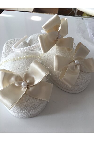 CAN BUTİK شباشب وتاج كريمي لؤلؤي لؤلؤي برتقالي وتاج