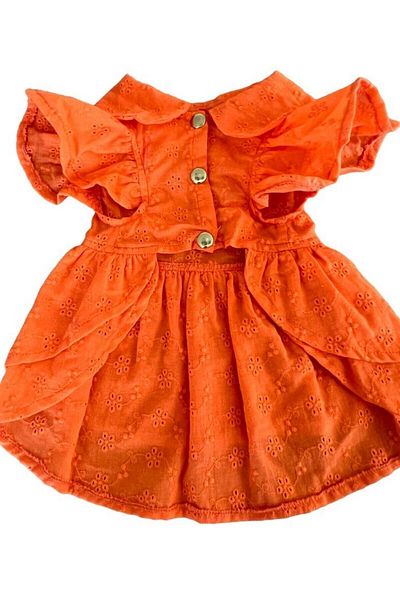 Bi Dolap Ponçik Orange Scallop Fabric Cat Dog Clothes & Dress